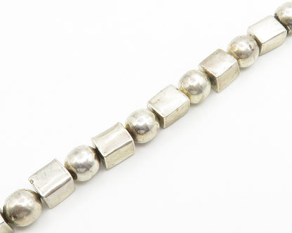 MEXICO 925 Sterling Silver  Vintage Smooth Shiny Beaded Chain Necklace  NE2376
