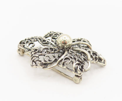 DANECRAFT 925 Silver  Vintage Openwork Flower Pinwheel Brooch Pin  BP10121
