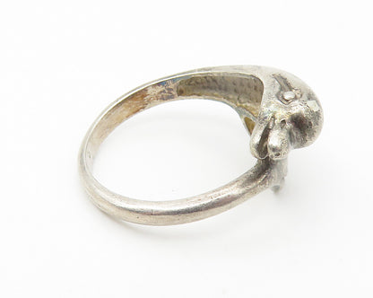 925 Sterling Silver  Vintage Dolphin Head & Tail Bypass Ring Sz 7  RG10714