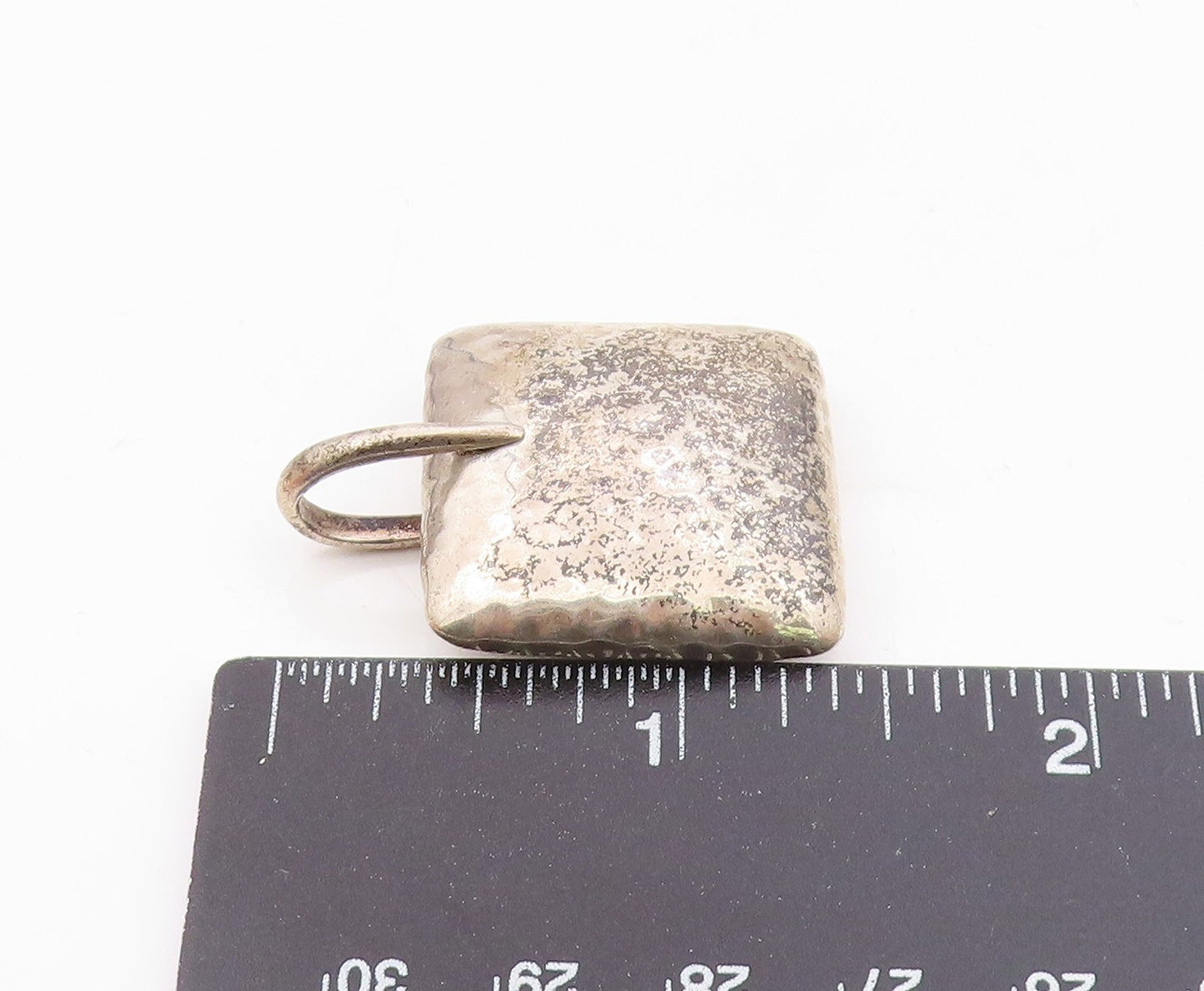 SILPADA 925 Sterling Silver  Vintage Hollow Hammered Square Pendant  PT12245