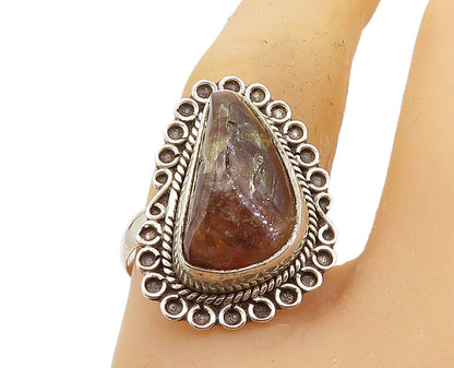 925 Sterling Silver  Brown Amber Swirl Twist Cocktail Ring Sz 8.5  RG8009
