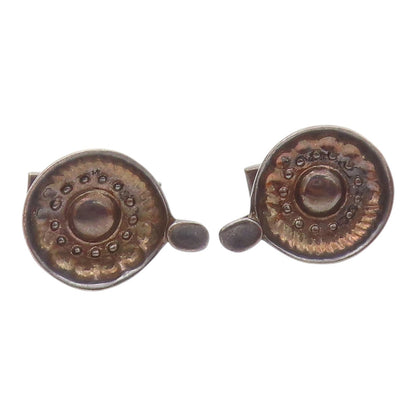 DESIGNER 925 Sterling Silver  Vintage Oxidized Round Cufflinks  TR2973