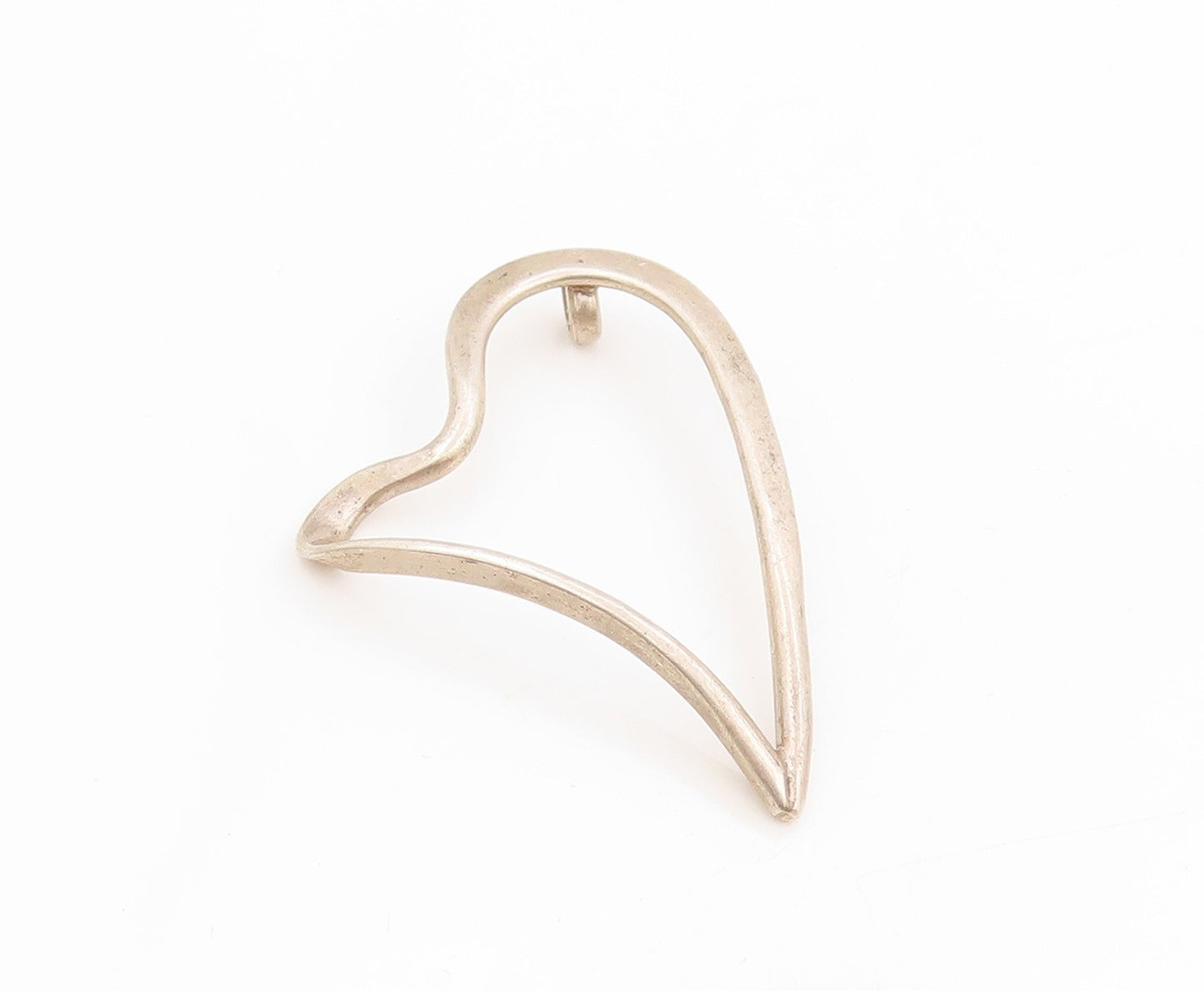 925 Sterling Silver Vintage Pendant Classic Stretched Open Love Heart  PT25428