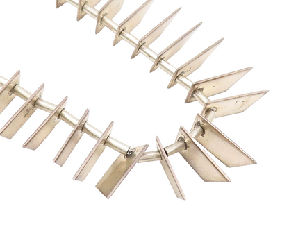 925 Sterling Silver Vintage Necklace Brutalist  Pointed Plate Solid Link  NE4230