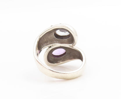 925 Sterling Silver Vintage Ring Amethyst & Blue Topaz Band  Sz 5.5  RG34120