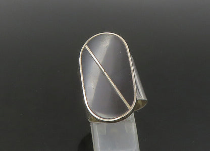 MEXICO 925 Silver  Vintage Inlaid Black Onyx Cocktail Ring Sz 10  RG23312