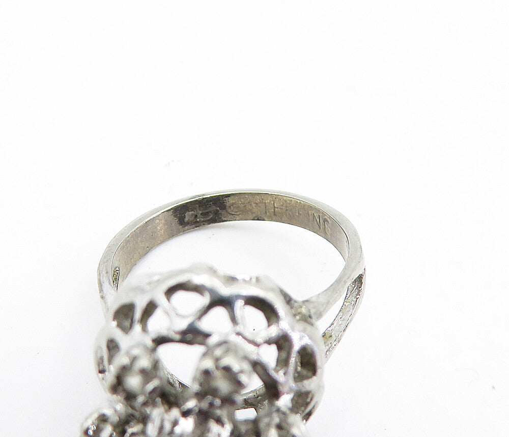 UNCAS 925 Sterling Silver  Vintage Petite Topaz Cocktail Ring Sz 4.5  RG7065