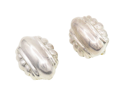 PAT AIRESS 925 Sterling Silver  Vintage Shiny Dome Non Pierce Earrings  EG9070
