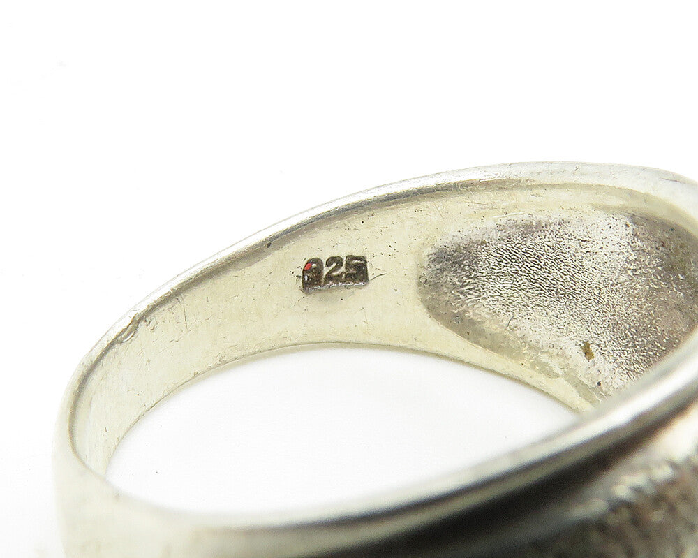 925 Sterling Silver  Vintage Textured Detail Tapered Band Ring Sz 6.5  RG10278