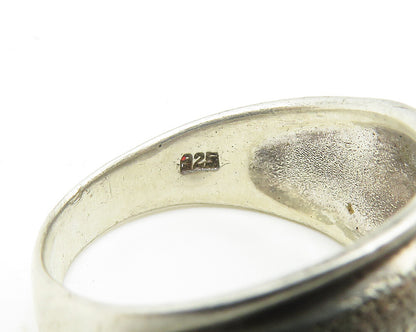 925 Sterling Silver  Vintage Textured Detail Tapered Band Ring Sz 6.5  RG10278