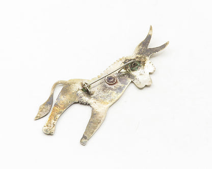 MEXICO 925 Sterling Silver  Vintage Antique Donkey Motif Brooch Pin  BP4628
