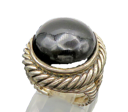 925 Sterling Silver  Vintage Cabochon Black Onyx Cocktail Ring Sz 5  RG22221