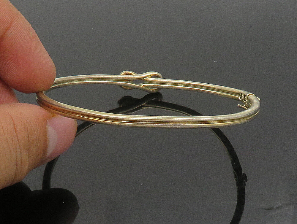 925 Sterling Silver  Vintage Cubic Zirconia Accent Thin Bangle Bracelet BT1338
