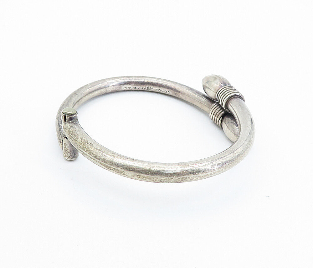 MEXICO 925 Sterling Silver Vintage Pointed Bypass Bangle Bracelet BT2925