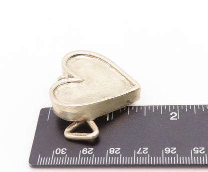 925 Sterling Silver Vintage Pendant Brutalist Open Love Heart Can  PT24725