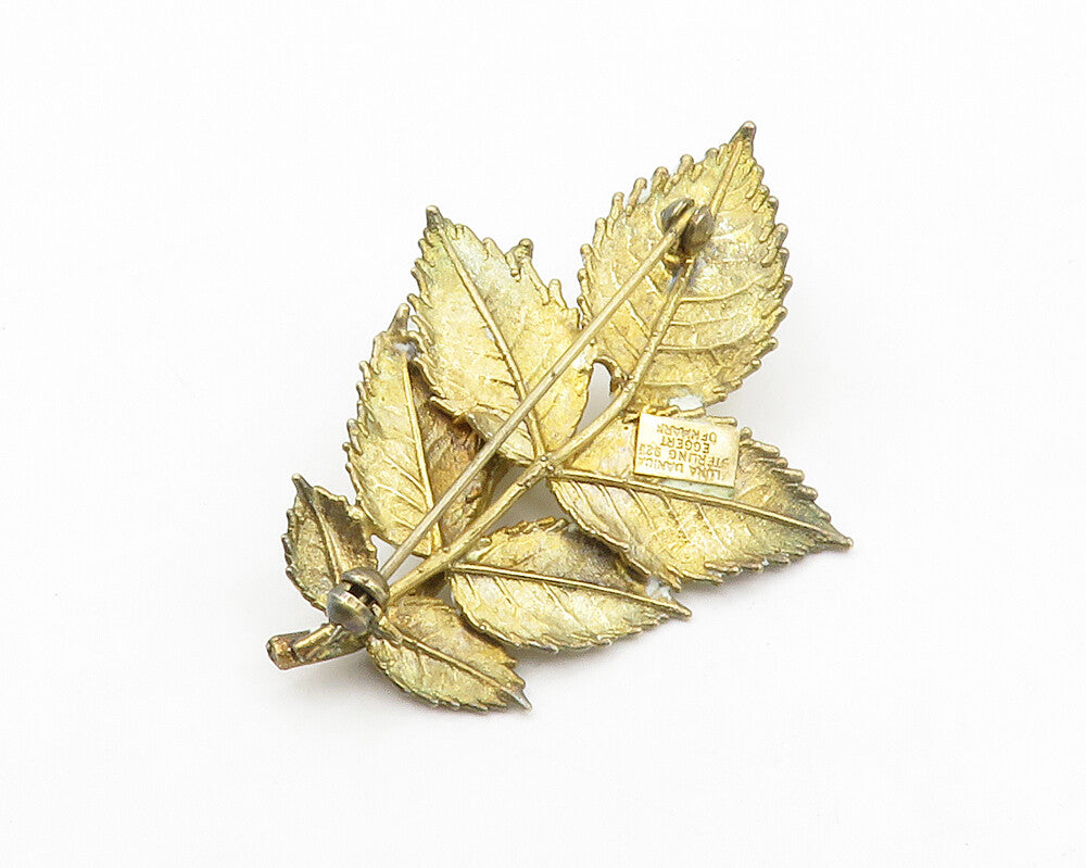 EGGERT DENMARK 925 Sterling Silver  Vintage Floral Leaf Brooch Pin  BP5285