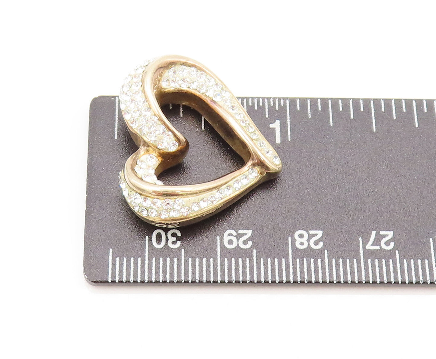 JACMEL 925 Silver  Vintage Gold Plated Swirly Rhinestone Heart Pendant PT22304