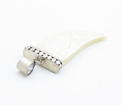 925 Sterling Silver  Vintage Mother Of Pearl Mosaic Dagger Pendant  PT6080