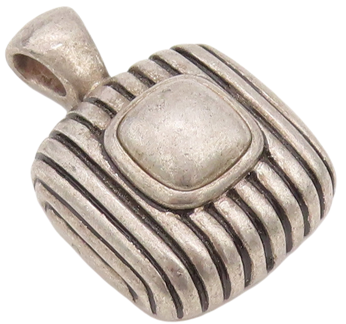 925 Sterling Silver Vintage Pendant ESPO SIG Solid Square Grooved Design PT23539