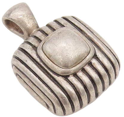 925 Sterling Silver Vintage Pendant ESPO SIG Solid Square Grooved Design PT23539