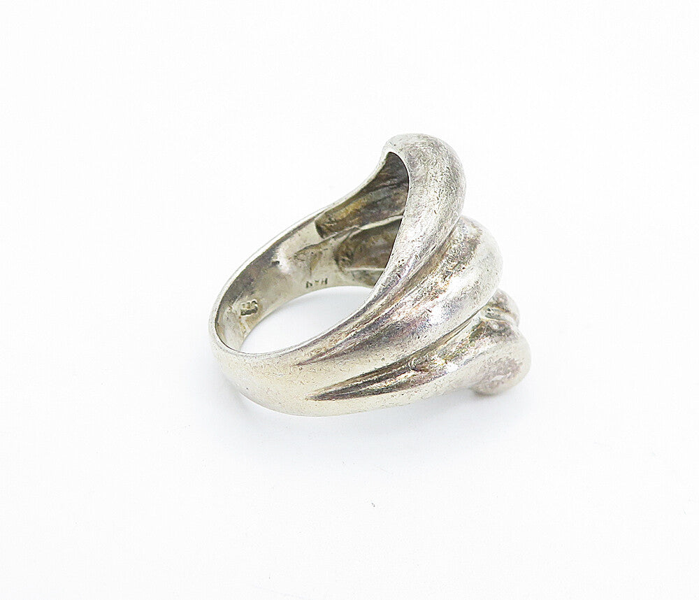 925 Sterling Silver  Vintage Dark Tone Fluted Design Band Ring Sz 8  RG5987