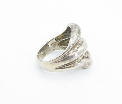 925 Sterling Silver  Vintage Dark Tone Fluted Design Band Ring Sz 8  RG5987