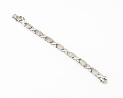 925 Sterling Silver  Vintage Dark Tone XO Hugs & Kisses Chain Bracelet  BT4518