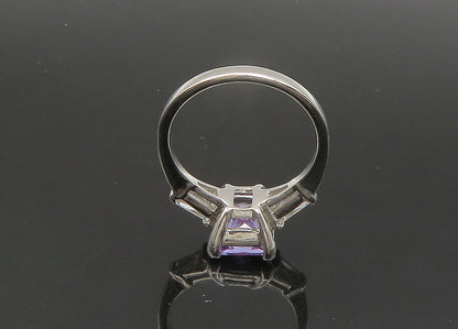 925 Sterling Silver  Vintage Purple Cubic Zirconia Band Ring Sz 8  RG21911