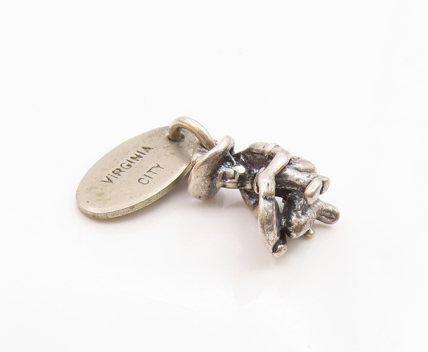 925 Sterling Silver  Vintage Petite Virginia City Kneeling Man Pendant PT15913