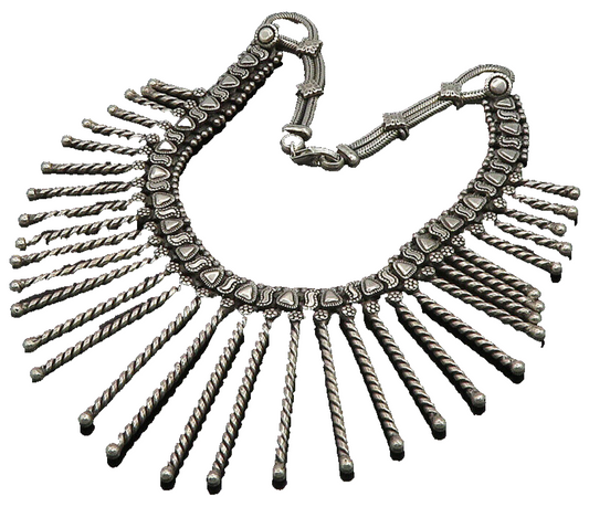 Solid Silver Vintage Dangling Twist Bar Royal Collar Chain Necklace  NE3317