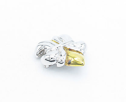 925 Sterling Silver  Vintage Shiny Two Tone Fleur De Lis Brooch Pin  BP1505