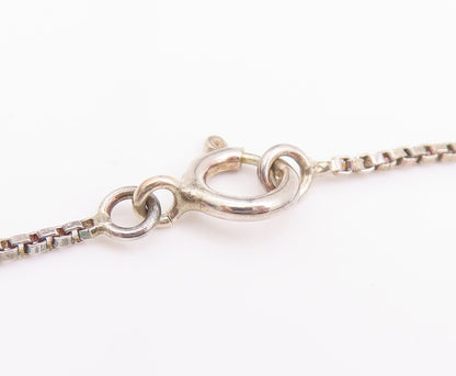 925 Sterling Silver Vintage Necklace Minimalist Oval Carnelian Inlay  NE4286