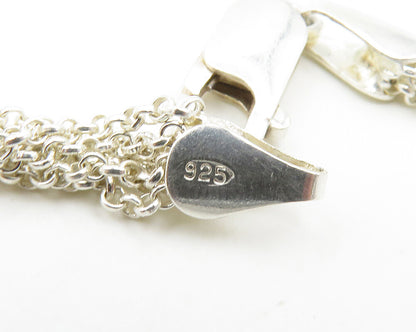 925 Silver & 14K GOLD Vintage Love Heart Multi Strand Chain Necklace NE3050