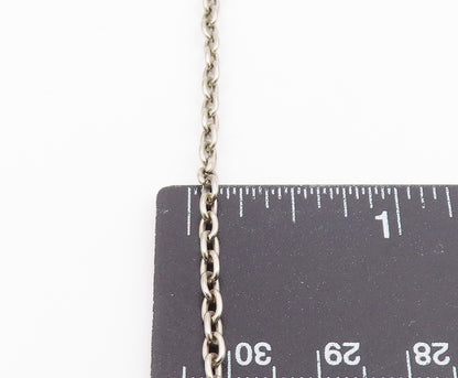 925 Sterling Silver  Vintage Dark Tone Floral Motif Chain Necklace  NE3566