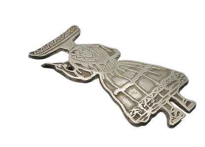 925 Sterling Silver  Vintage Antique Woman In Dress & Hat Brooch Pin  BP3938