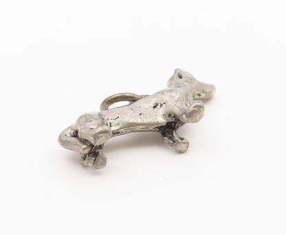 925 Sterling Silver  Vintage Dark Tone Weiner Dog Animal Pendant  PT18674
