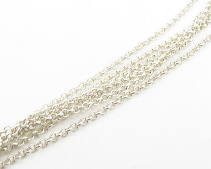 925 Silver & 14K GOLD Vintage Love Heart Multi Strand Chain Necklace NE3050
