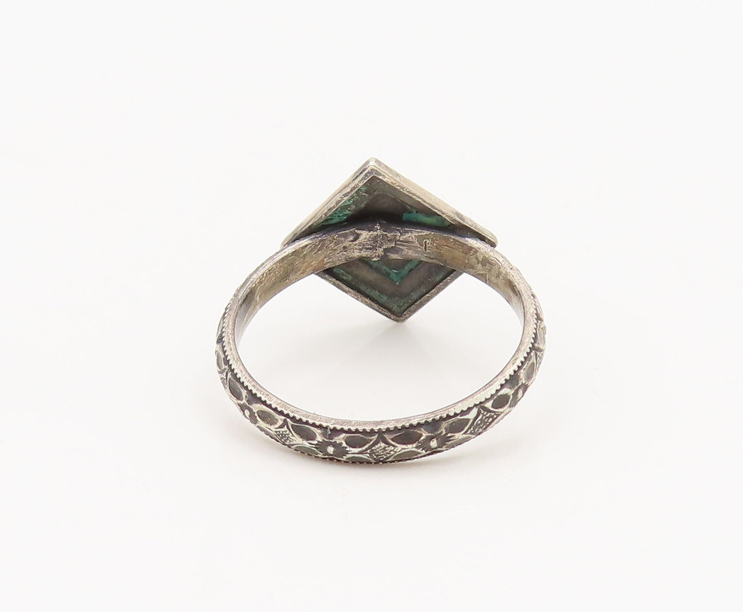 925 Silver Vintage Purple Topaz Etched Square Delicate Ring Sz 6.75 RG26811