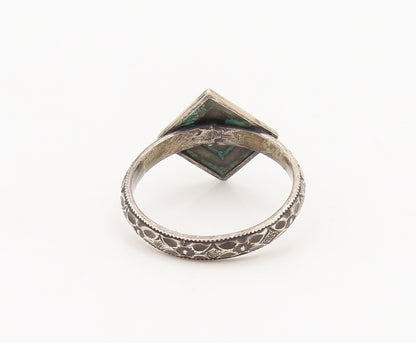 925 Silver Vintage Purple Topaz Etched Square Delicate Ring Sz 6.75 RG26811