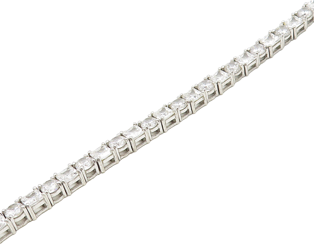 925 Sterling Silver  Shiny Prong Set Cubic Zirconia Tennis Bracelet  BT6741