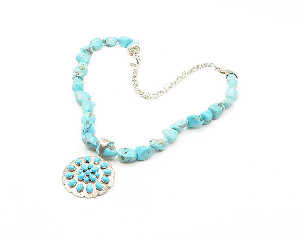 DTR JAY KING 925 Silver  Vintage Turquoise Heavy Beaded Chain Necklace NE2895