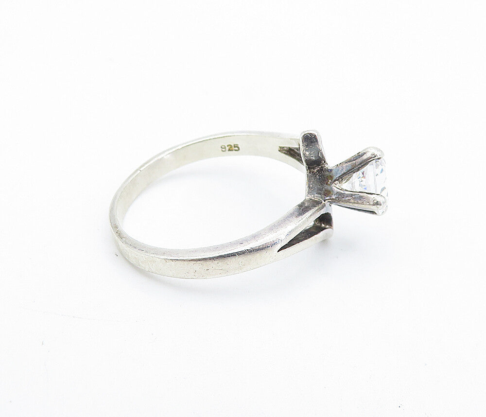 SETA 925 Sterling Silver  Vintage Cubic Zirconia Solitaire Ring Sz 9.5  RG6082