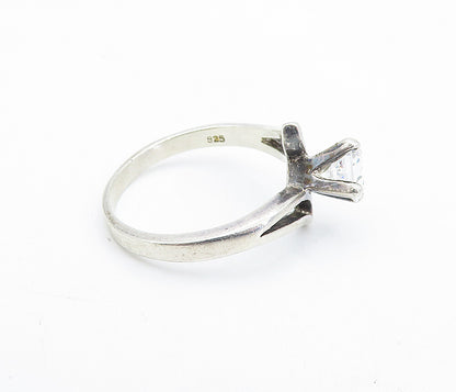 SETA 925 Sterling Silver  Vintage Cubic Zirconia Solitaire Ring Sz 9.5  RG6082