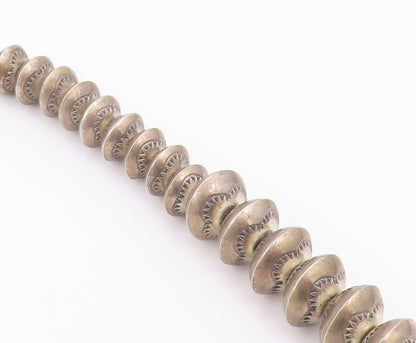 925 Sterling Silver Vintage Necklace FLOYD LANER NAVAJO Etched Bead Chain NE4943