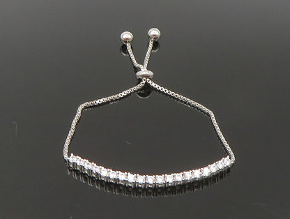 925 Silver  White Cubic Zirconia Adjustable Child Box Chain Bracelet  BT1059