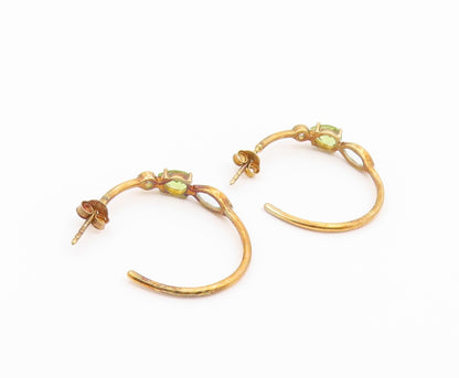 925 Sterling Silver Vintage Earrings Gold Plated Peridot & Blue Topaz  EG14520