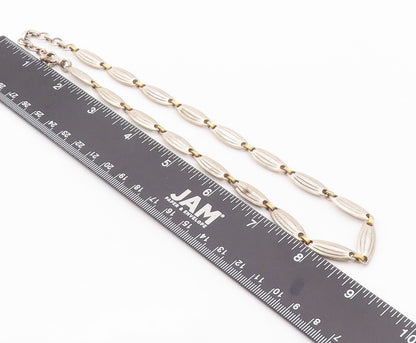 925 Sterling Silver Vintage Necklace Designer Grooved Ring Linked  NE4528