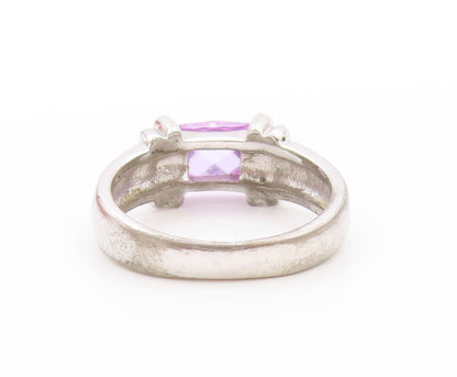 925 Sterling Silver Vintage Ring Designer Amethyst Cutout  Sz 6.5  RG32979