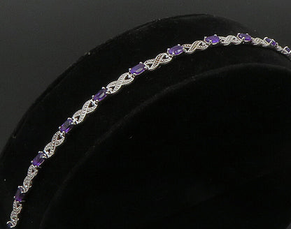 925 Sterling Silver  Faceted Amethyst  XO Tennis Bracelet  BT1092