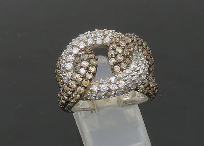 925 Sterling Silver  Vintage Cubic Zirconia & Topaz Band Ring Sz 7  RG21662